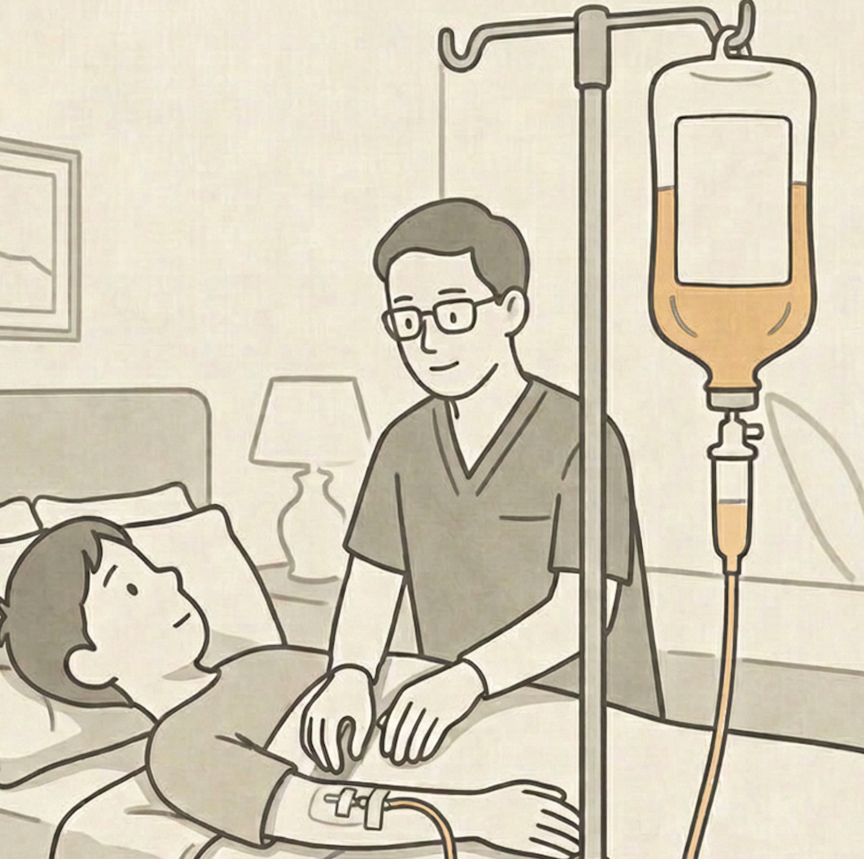 IV drip therapy administered during a doctor hotel visit in Tokyo.